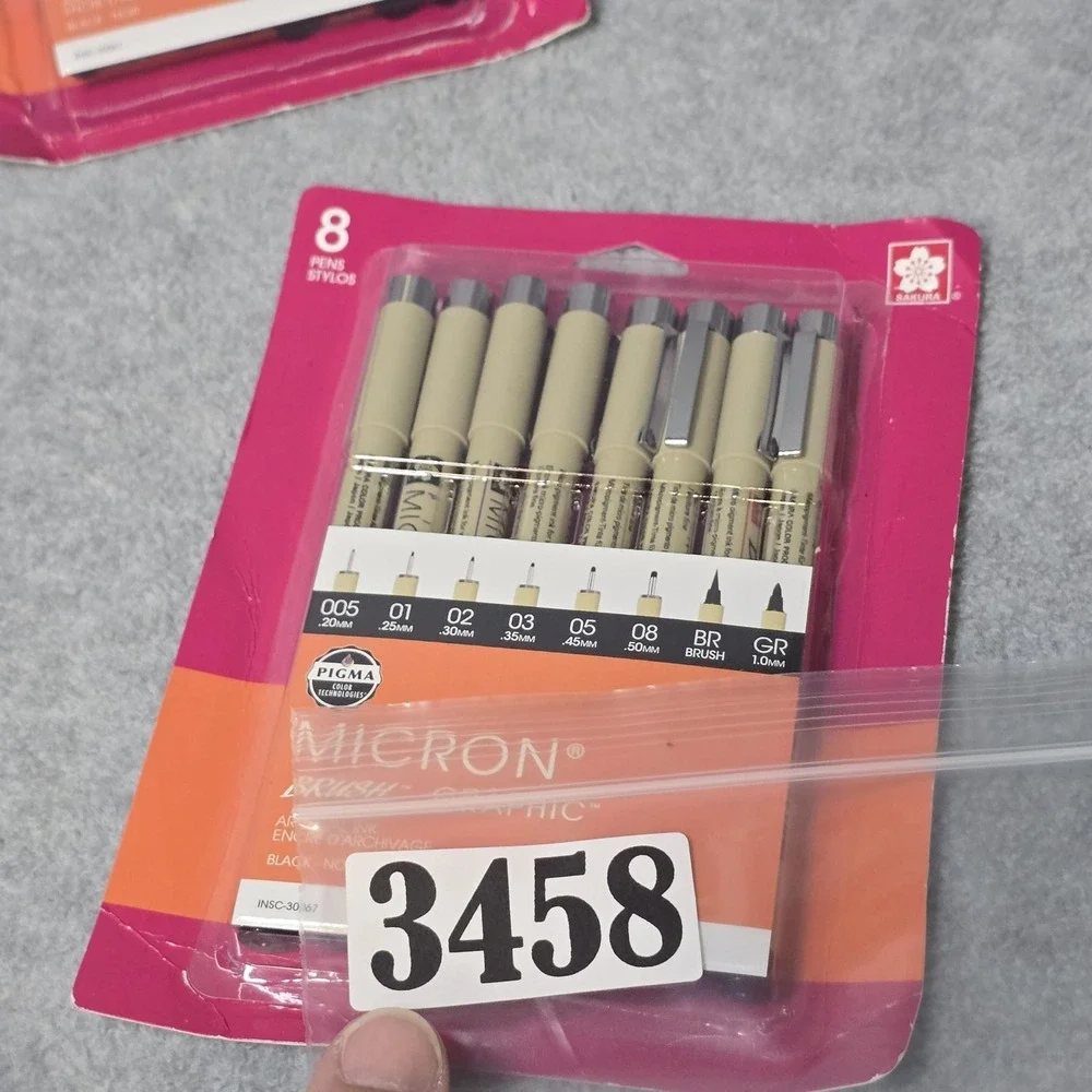 Sakura Pigma Micron Brush Graphic Fineliner Pens Lot 3 8 Pen Sets Black Japan